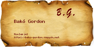 Bakó Gordon névjegykártya